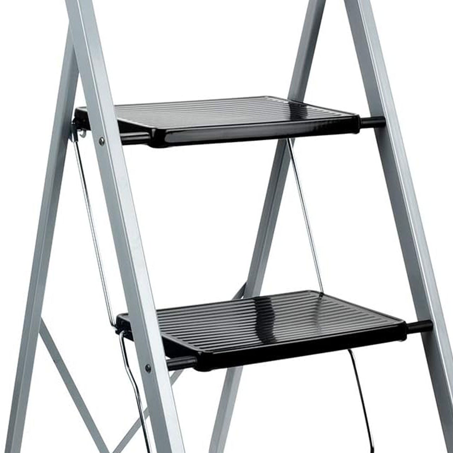 Delxo Non-Slip 3 Step Stool Folding Steel Wide Step Ladder with Hand Grip, Gray