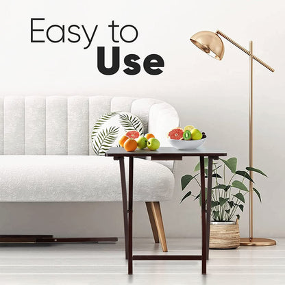 PJ Wood Folding Portable TV Snack Tray Table w/Compact Storage Rack, (Set of 7)