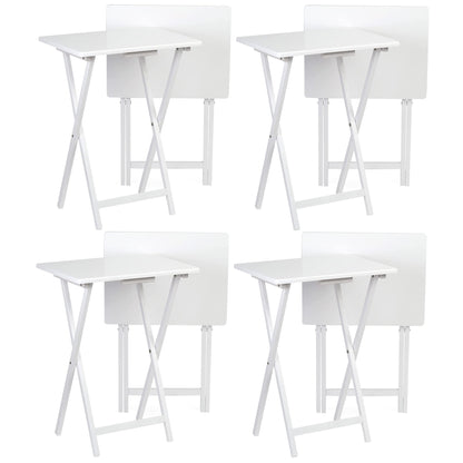 PJ Wood Portable Folding TV Snack Tray Table Desk Stand, White (8 Piece Set)