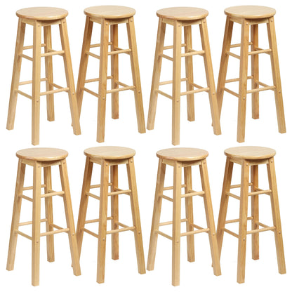 PJ Wood Classic Round Seat 29" Tall Kitchen Counter Stools, Natural (Set of 8)