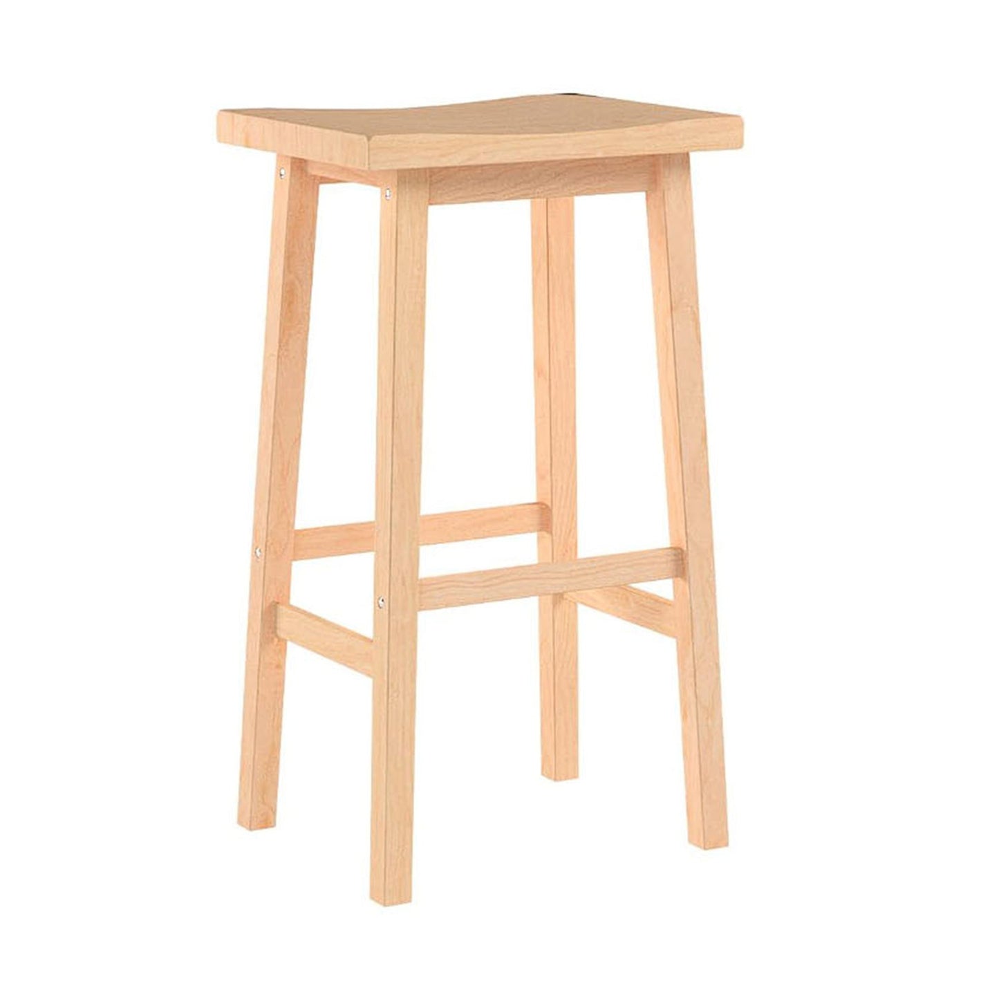 PJ Wood Classic 24 Inch Saddle Seat Kitchen Bar Counter Stool, Natural (2 Pack)