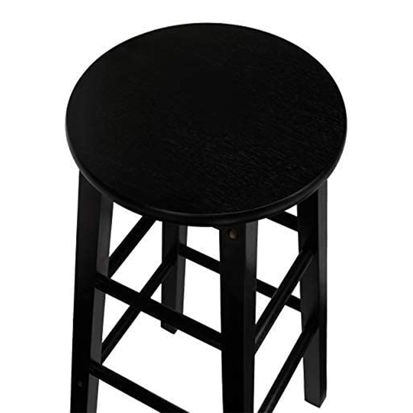 PJ Wood Classic Round Seat 24 Inch Kitchen and Counter Stools, Black (6 Pack)