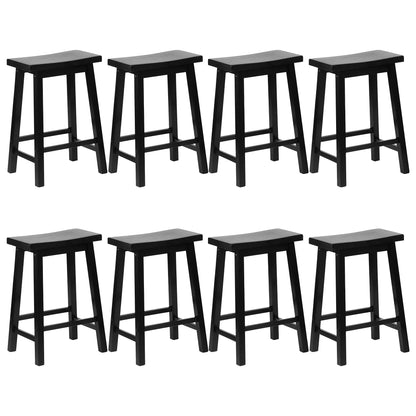 PJ Wood Classic Saddle Seat 24" Tall Kitchen Counter Stools, Black (Set of 8)