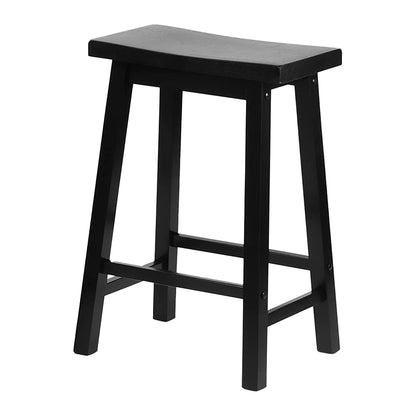 PJ Wood Classic Saddle Seat 24" Tall Kitchen Counter Stools, Black (Set of 8)