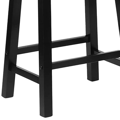 PJ Wood Classic Saddle Seat 24" Tall Kitchen Counter Stools, Black (Set of 8)
