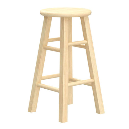 PJ Wood Classic Round Seat 24" Tall Kitchen Counter Stools, Natural (Set of 6)