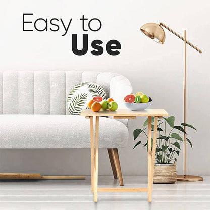 PJ Wood Folding Portable TV Snack Tray Table with Natural Finish (10 Piece Set)