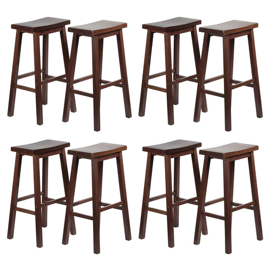 PJ Wood Classic Saddle Seat 29" Tall Kitchen Counter Stools, Walnut (Set of 8)