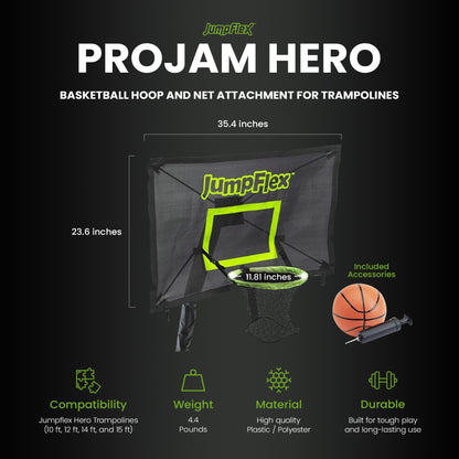 JumpFlex PROJAM Basketball Hoop and Net Attachment for JumpFlex HERO Trampolines