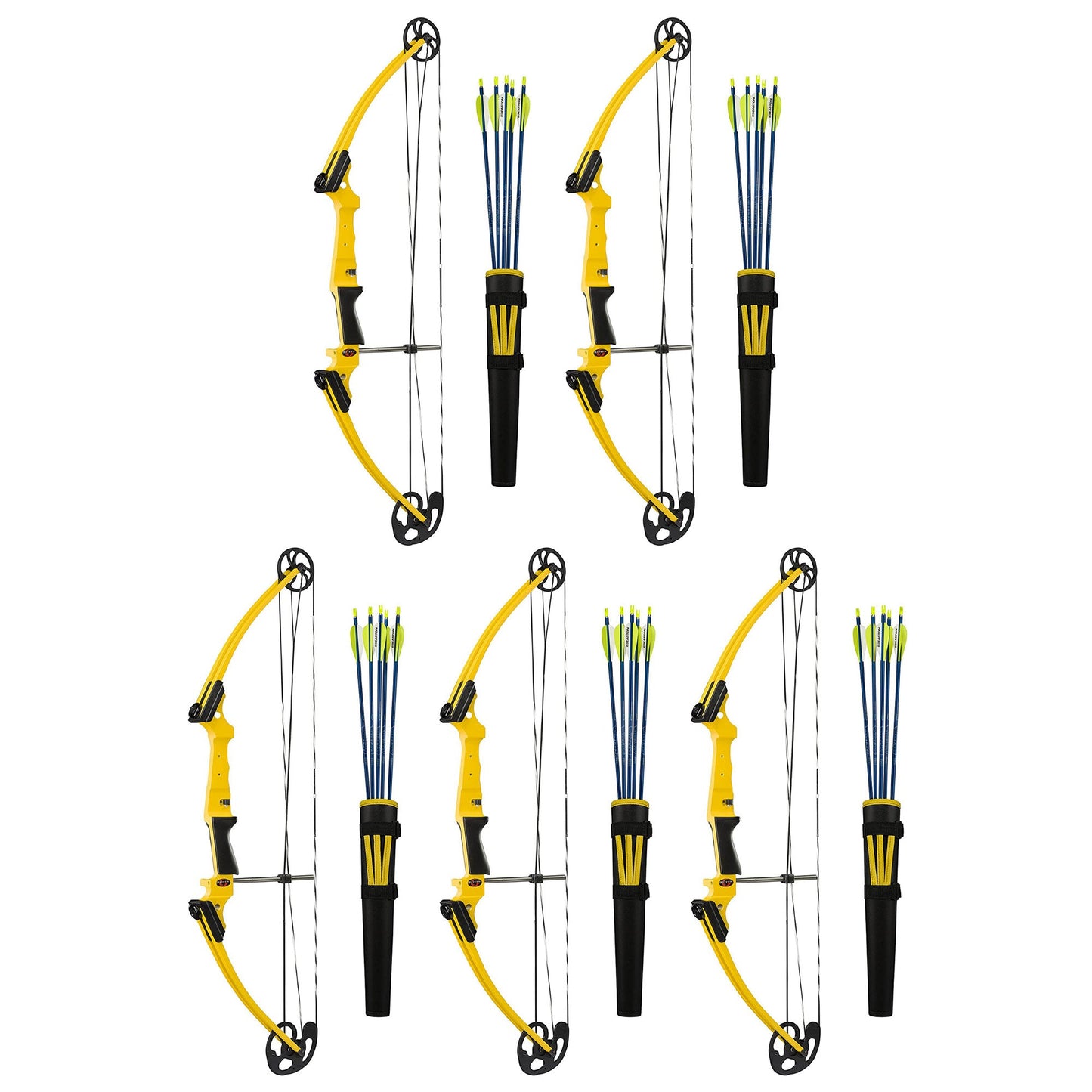 Genesis Archery Original Left Handed Compound Bow Archery Kit, Yellow (5 Pack)