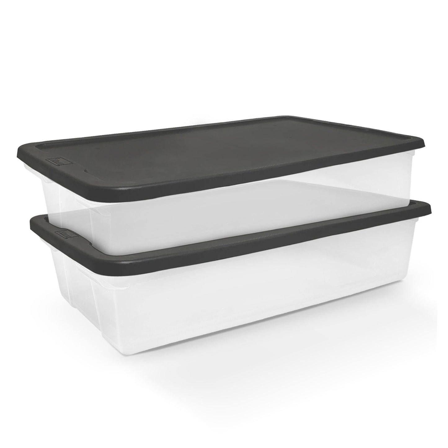 Homz 41 Quart Stackable Plastic Under Bed Storage Containers with Lid, (2 Pack)