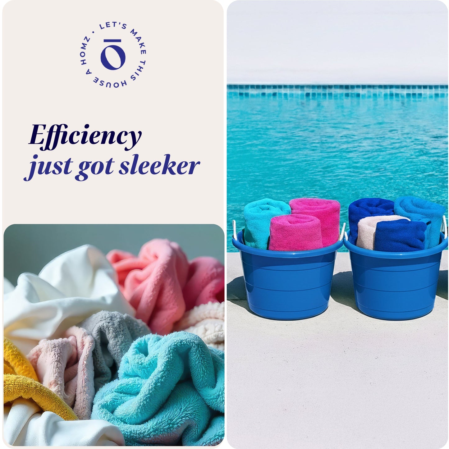 Homz 17 Gallon Indoor Outdoor Storage Bucket with Rope Handles, Blue (2 Pack)