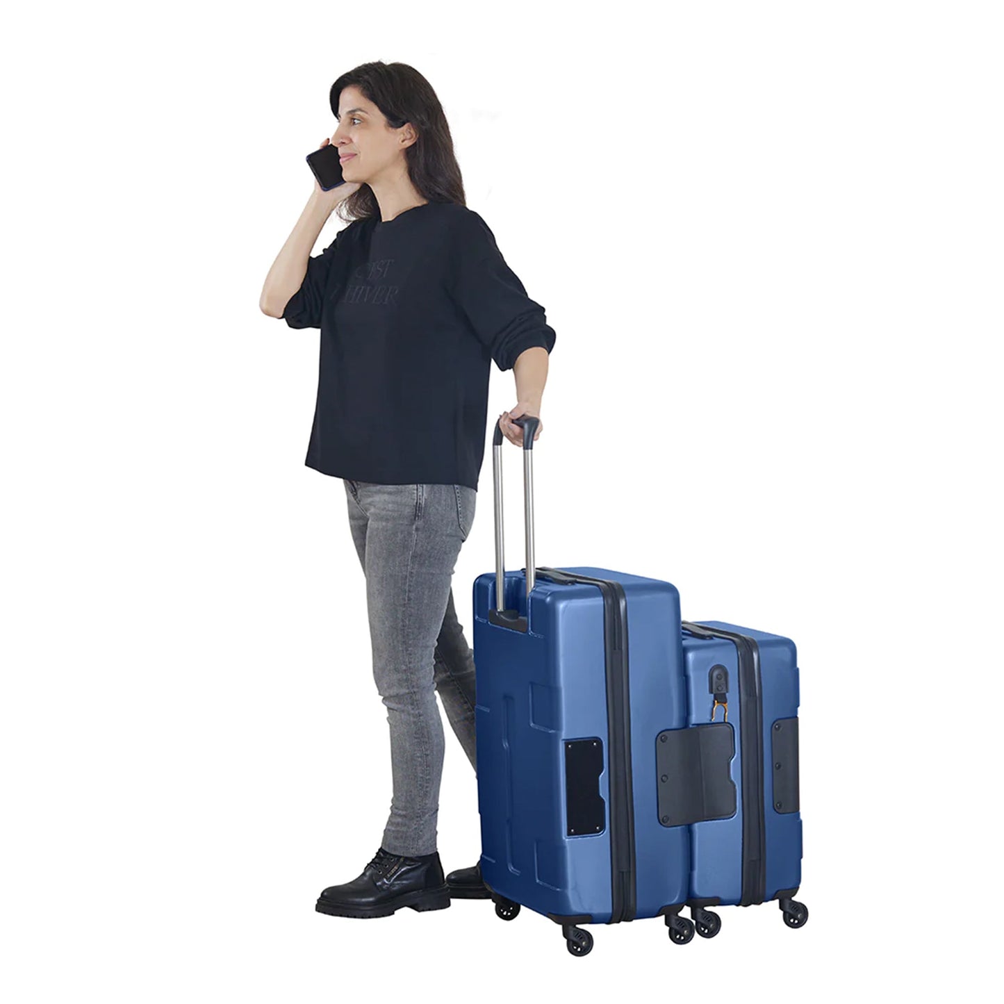 TACH V3 Connectable 2 Piece Hard Spinner Suitcase Luggage Set, Midnight Blue
