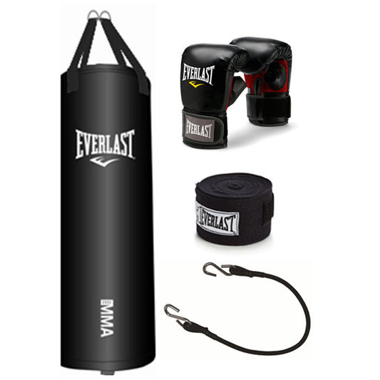 Everlast 70lb Nevatear Heavy Bag Kit w/ Gloves, Hand Wraps & Bungee Cord, Black