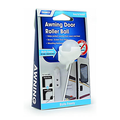 Camco Awning Door Roller Ball with Screen Door Slider & Mounting Hardware, White