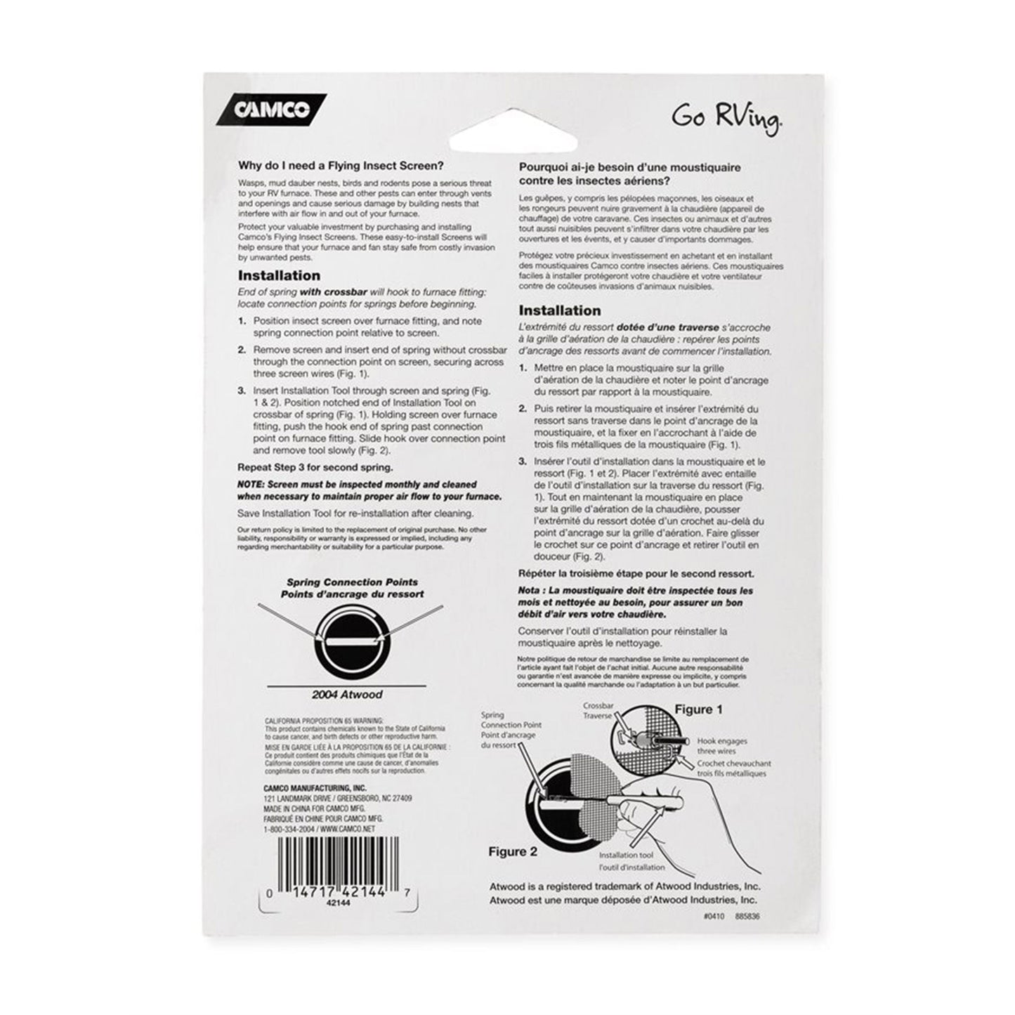 Camco 42144 FUR500 Flying Insect Screen for RVs, Fits Atwood Hydroflame Furnaces