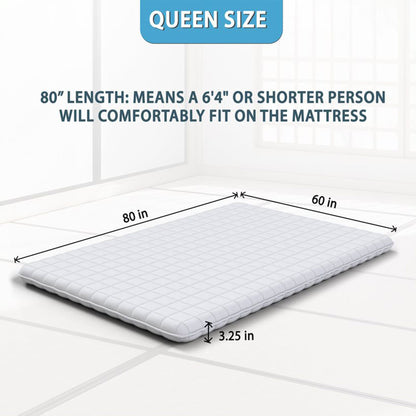 Native Nest Japanese Futon Floor Mattress, Foldable Shikibuton Bed, Queen, Black