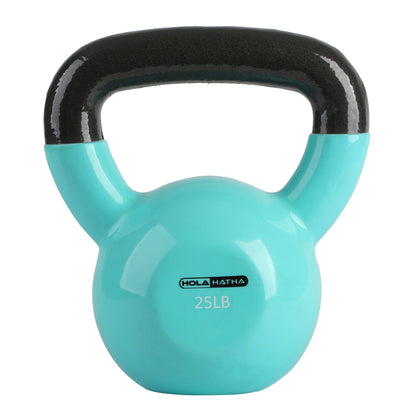 HolaHatha 25 Pound Solid Cast Iron Workout Kettlebell for Home Strength Training