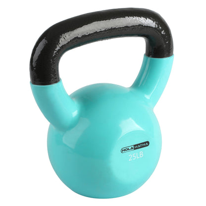 HolaHatha 25 Pound Solid Cast Iron Workout Kettlebell for Home Strength Training