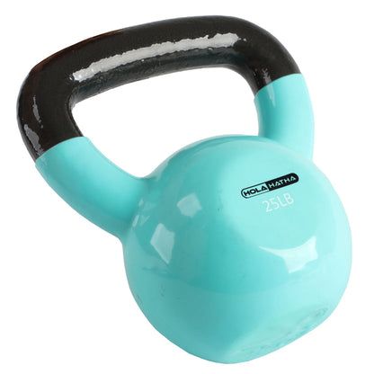 HolaHatha 25 Pound Solid Cast Iron Workout Kettlebell for Home Strength Training