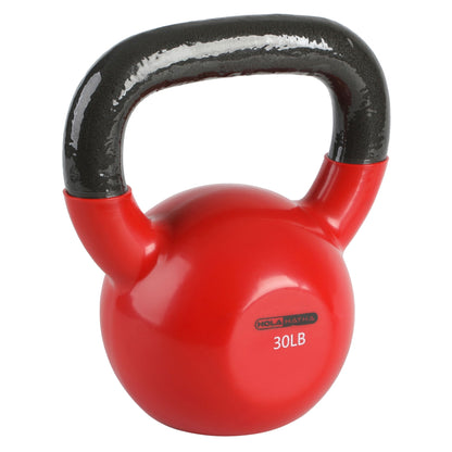 HolaHatha 30 Pound Solid Cast Iron Workout Kettlebell for Home Strength Training