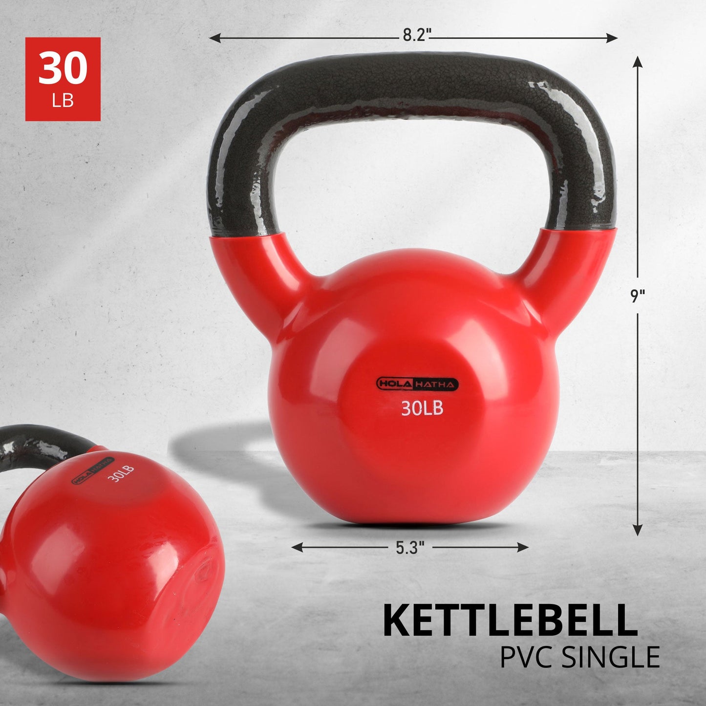 HolaHatha 30 Pound Solid Cast Iron Workout Kettlebell for Home Strength Training