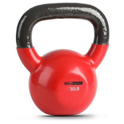 HolaHatha 30 Pound Solid Cast Iron Workout Kettlebell for Home Strength Training