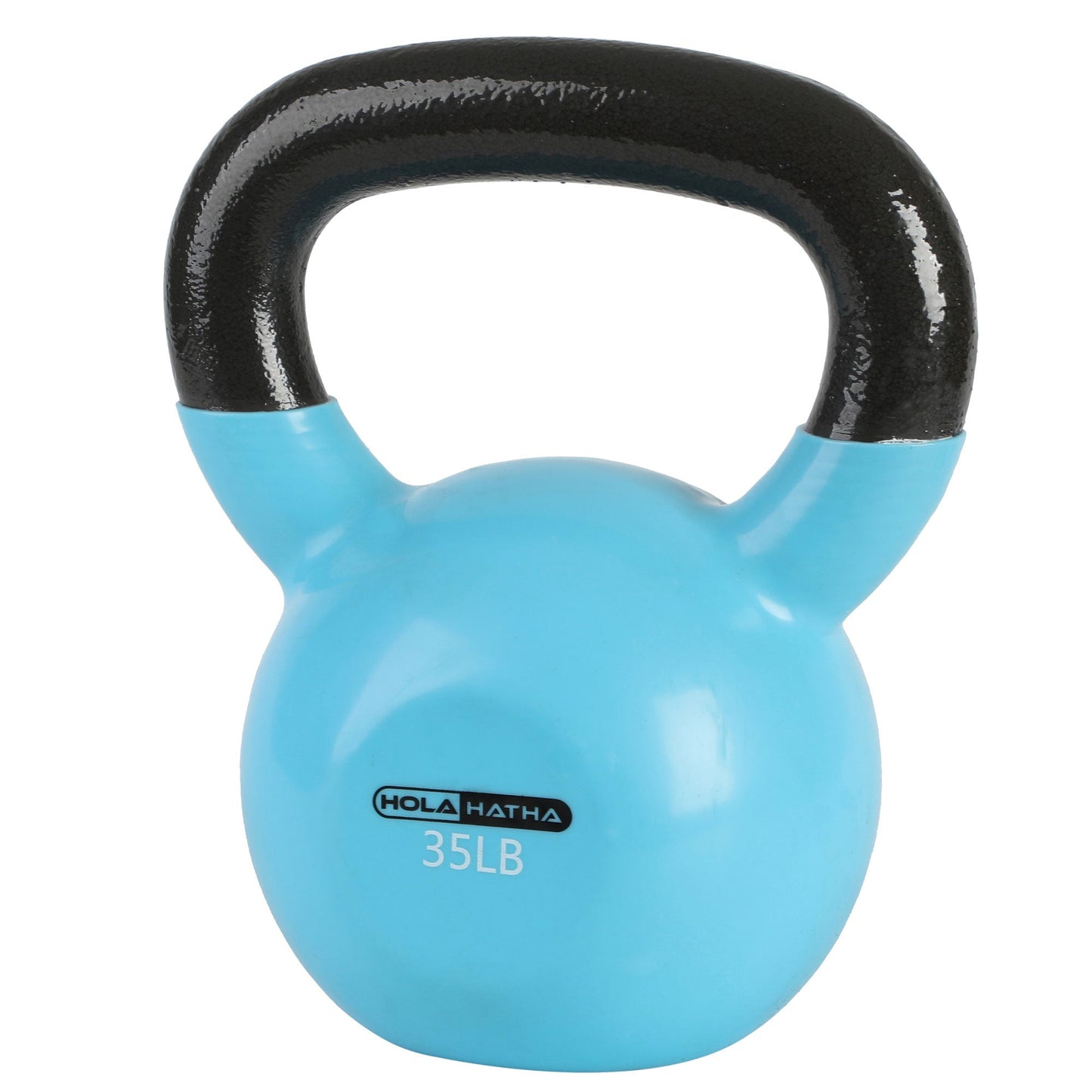 HolaHatha 35 Pound Solid Cast Iron Workout Kettlebell for Home Strength Training