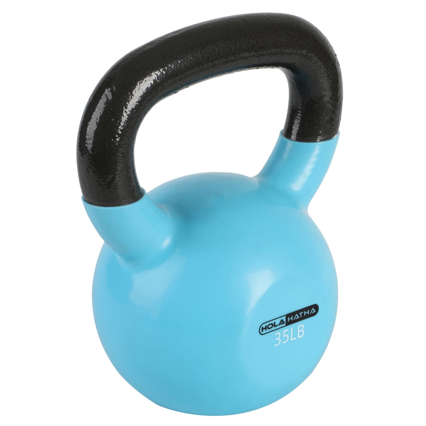 HolaHatha 35 Pound Solid Cast Iron Workout Kettlebell for Home Strength Training