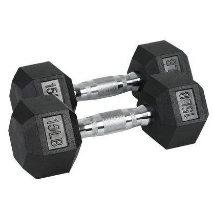 HolaHatha Iron Hexagonal Cast Home Exercise Dumbbell Free Weight, 15 Pounds