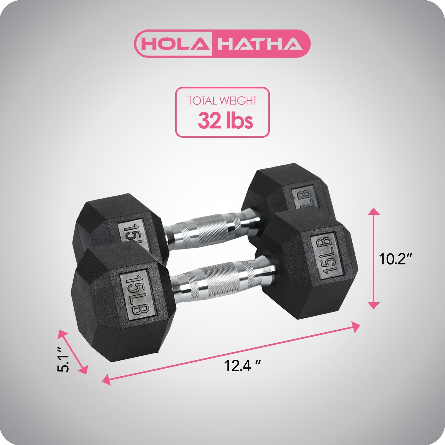 HolaHatha Iron Hexagonal Cast Home Exercise Dumbbell Free Weight, 15 Pounds