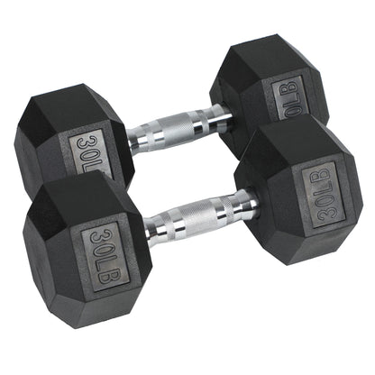 HolaHatha Iron Hexagonal Cast Home Exercise Dumbbell Free Weight, 30 Pounds