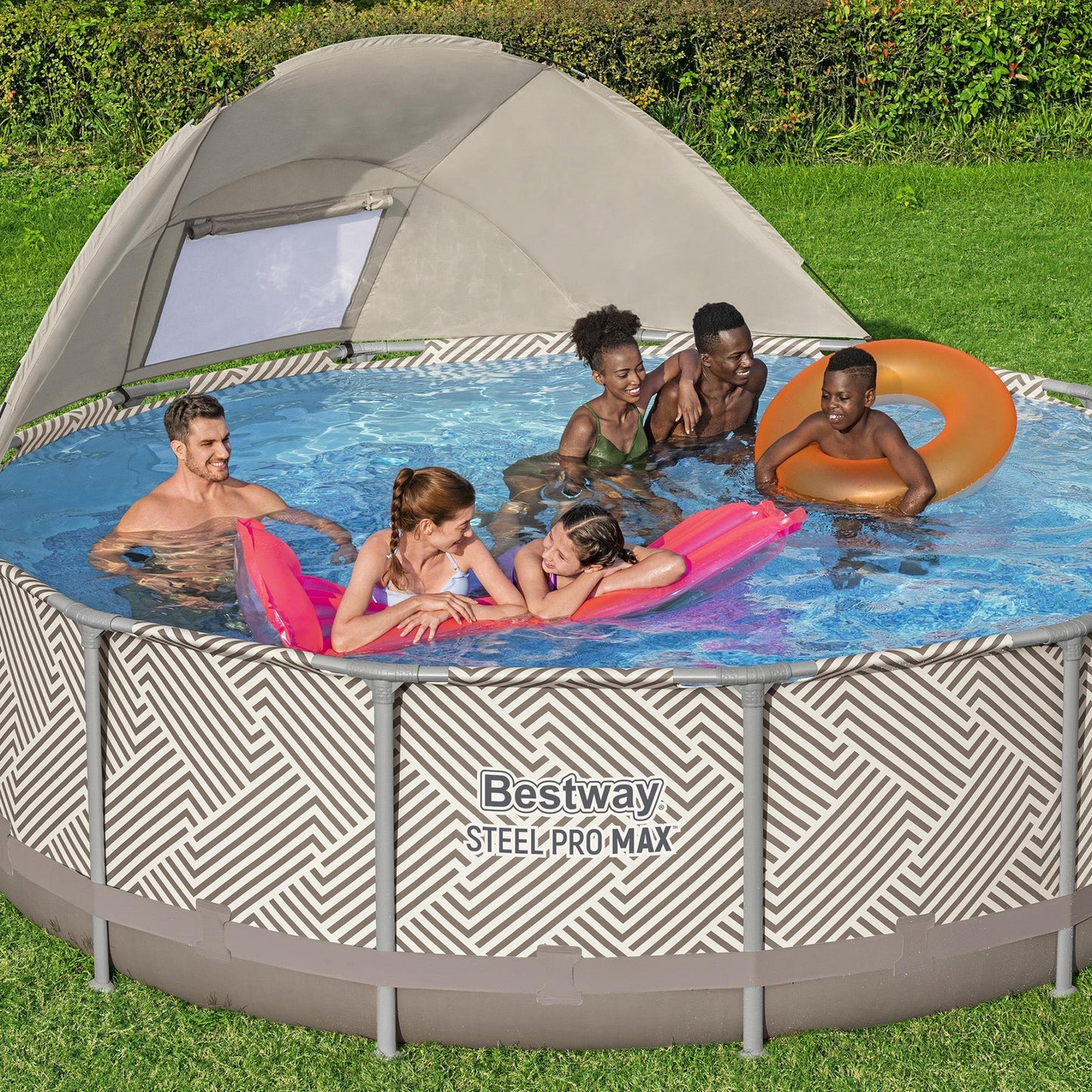 Bestway Steel Pro MAX 13' x 42" Round Above Ground Pool Set with Canopy & Ladder