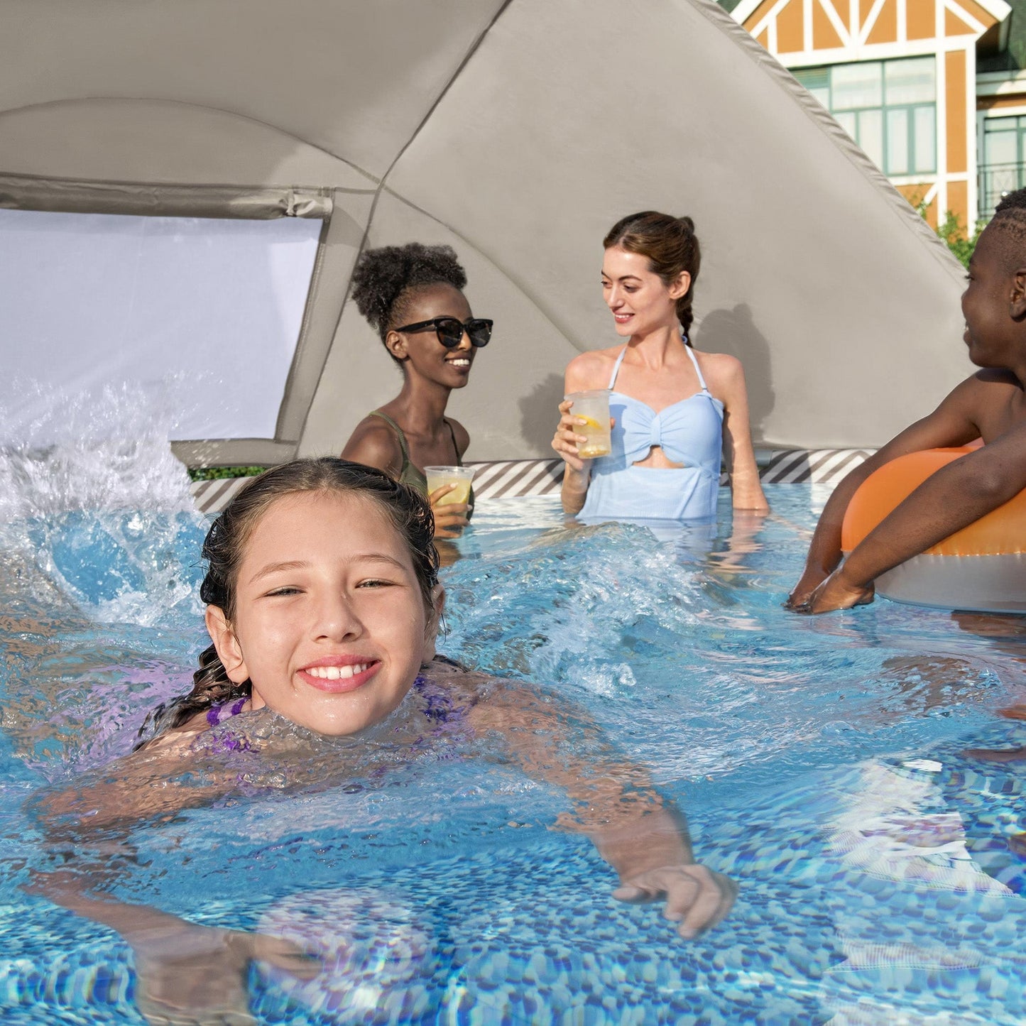 Bestway Steel Pro MAX 13' x 42" Round Above Ground Pool Set with Canopy & Ladder