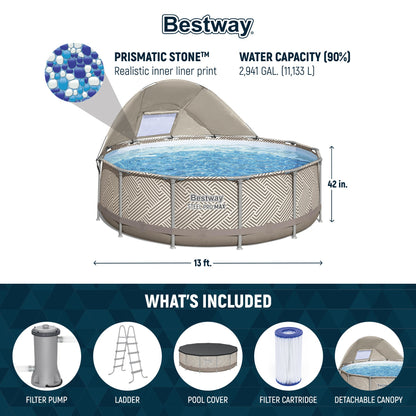Bestway Steel Pro MAX 13' x 42" Round Above Ground Pool Set with Canopy & Ladder