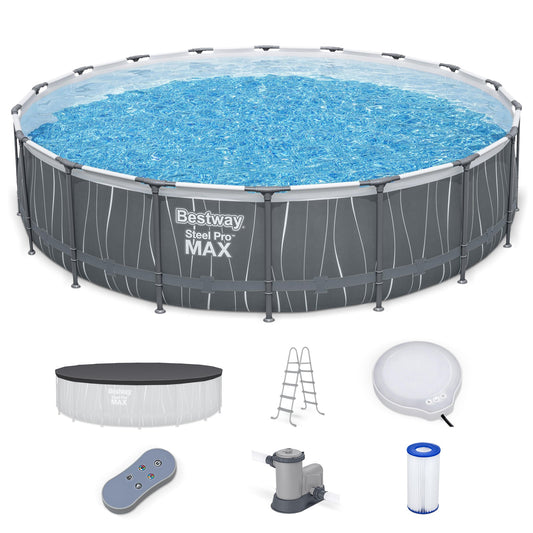 Bestway Steel Pro MAX 18' x 48" Round Above Ground Pool Set w/LED Light & Remote