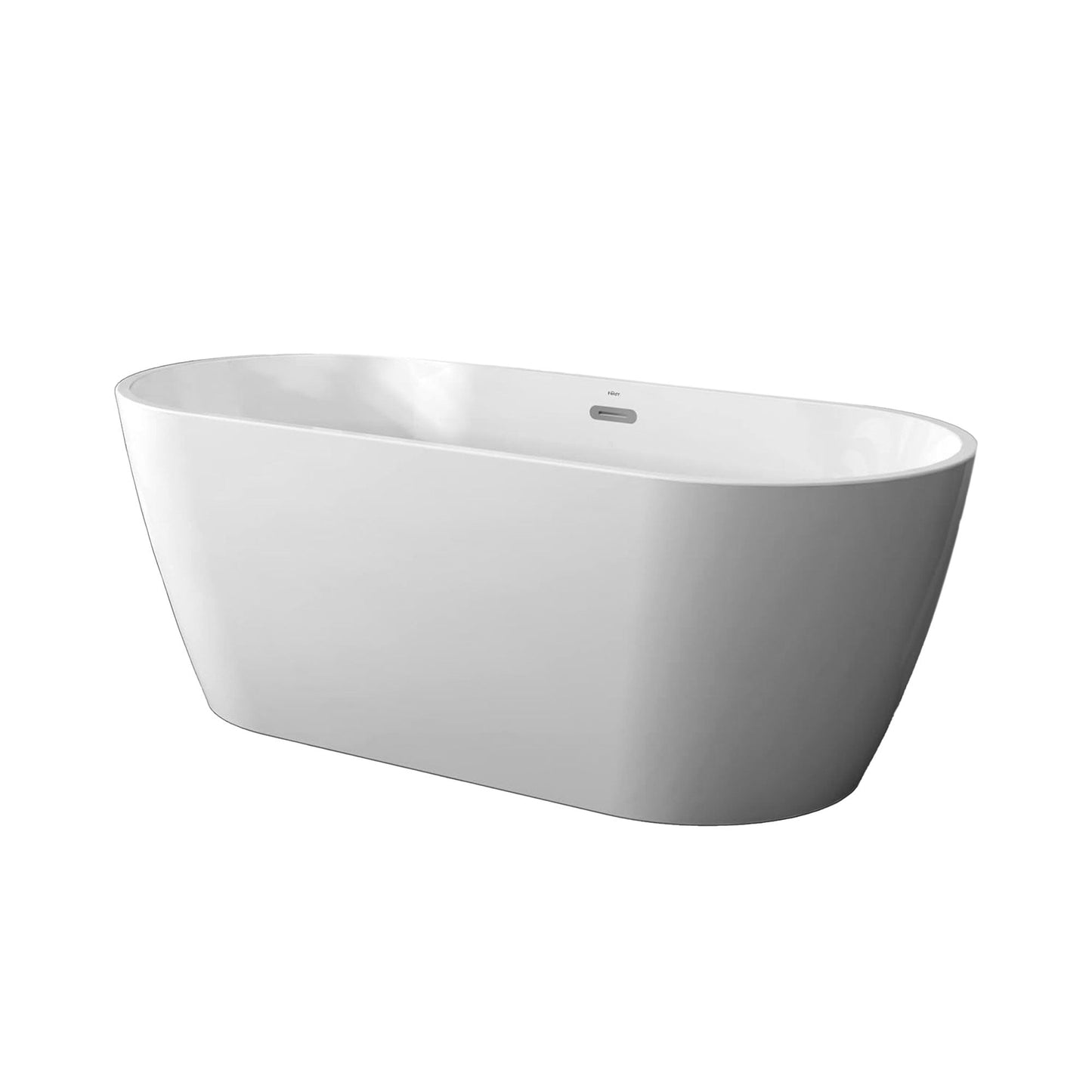 FerdY Bali 67 In Glossy Acrylic Freestanding Bathtub with Polished Chrome Drain