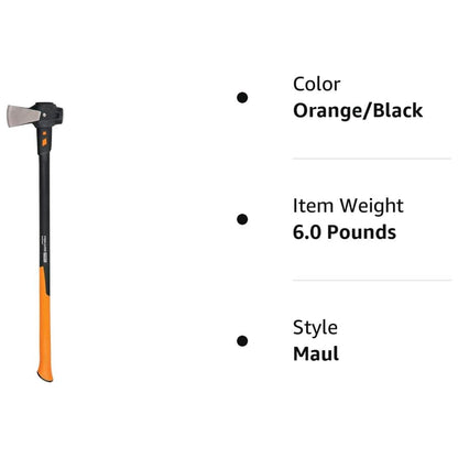 Fiskars Pro IsoCore Wood Splitting Maul with 31" Handle, Black/Orange, (2 Pack)