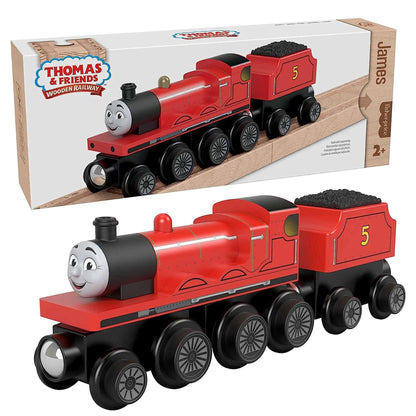 Thomas & Friends Wooden Railway Toy Train James Wood Engine & Coal Car For Kids