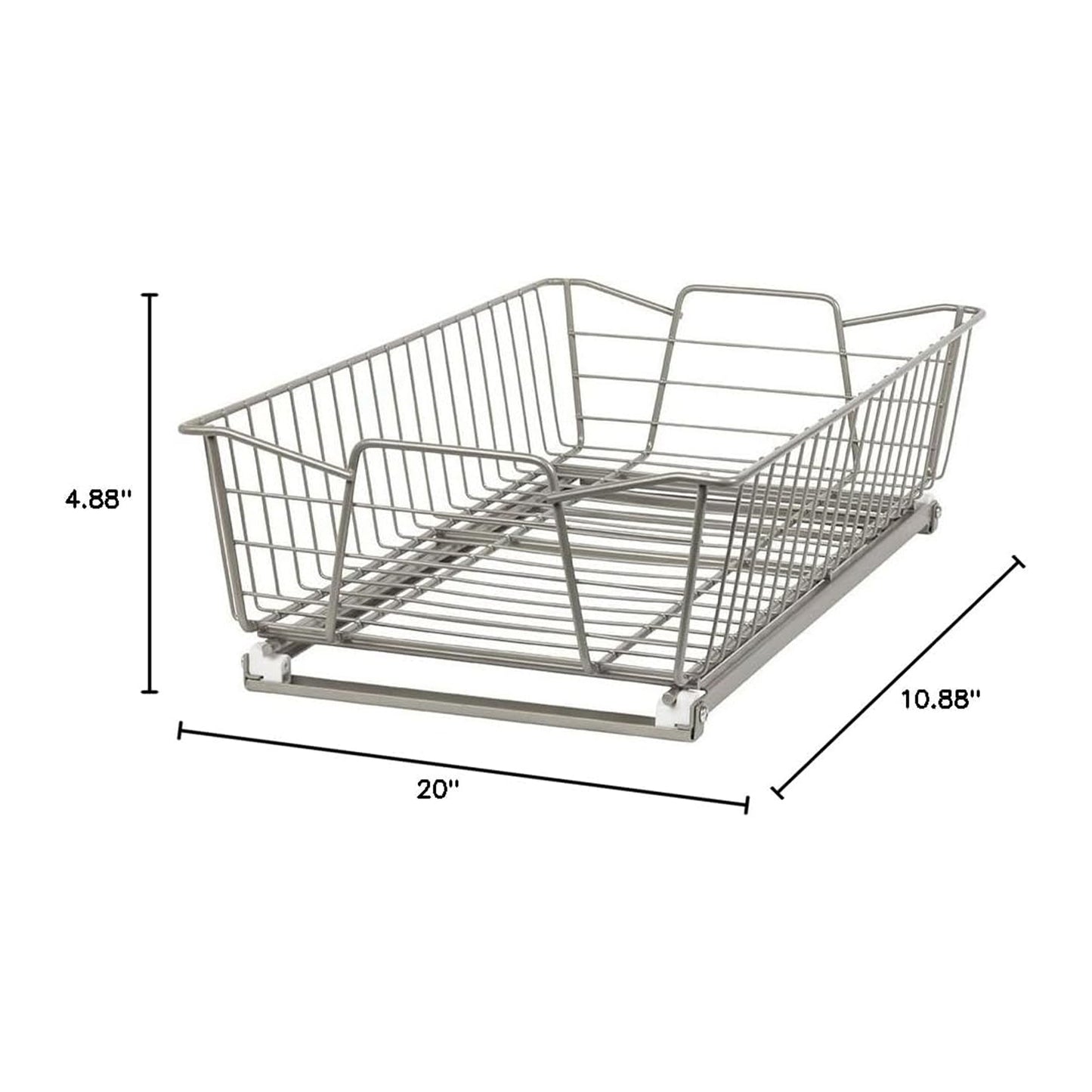 ClosetMaid 11 Inch Wide Kitchen Single Tier Cabinet Pull Out Basket, Nickel