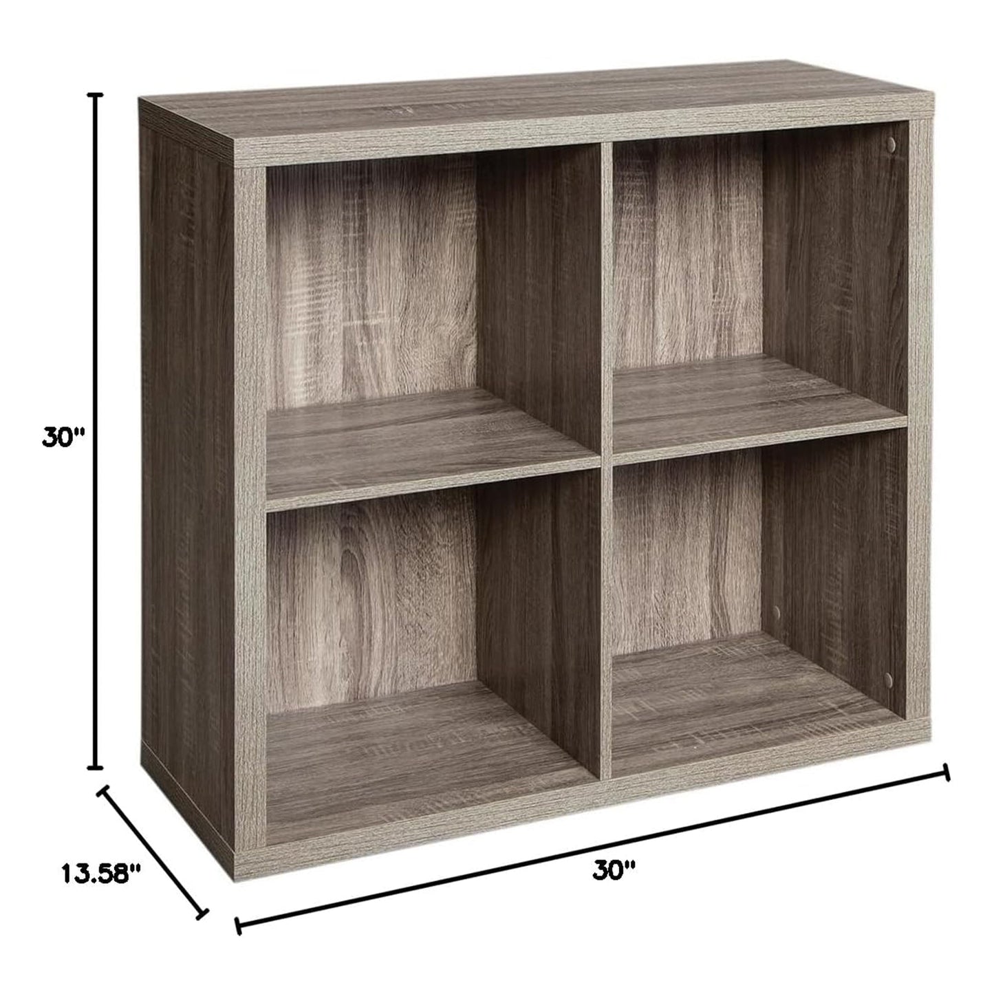 ClosetMaid 4 Cube Storage Shelf Bookshelf Home Organizer with Back Panel, Gray