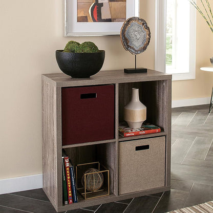 ClosetMaid 4 Cube Storage Shelf Bookshelf Home Organizer with Back Panel, Gray