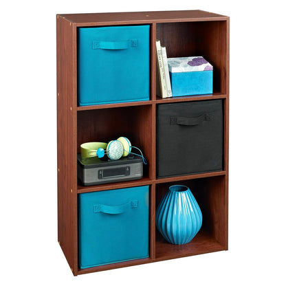 ClosetMaid 6 Cube Cubby Wood Open Bookcase Display Shelf Organizer, Dark Cherry