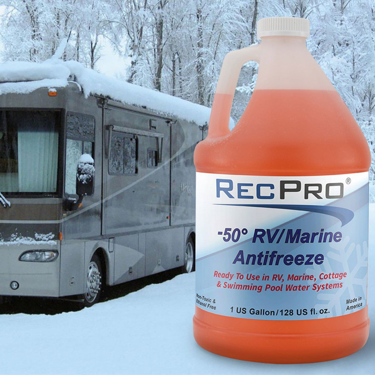 RecPro Ready to Use RV Antifreeze, -50 Degree Fahrenheit Protection, 1 Gallon