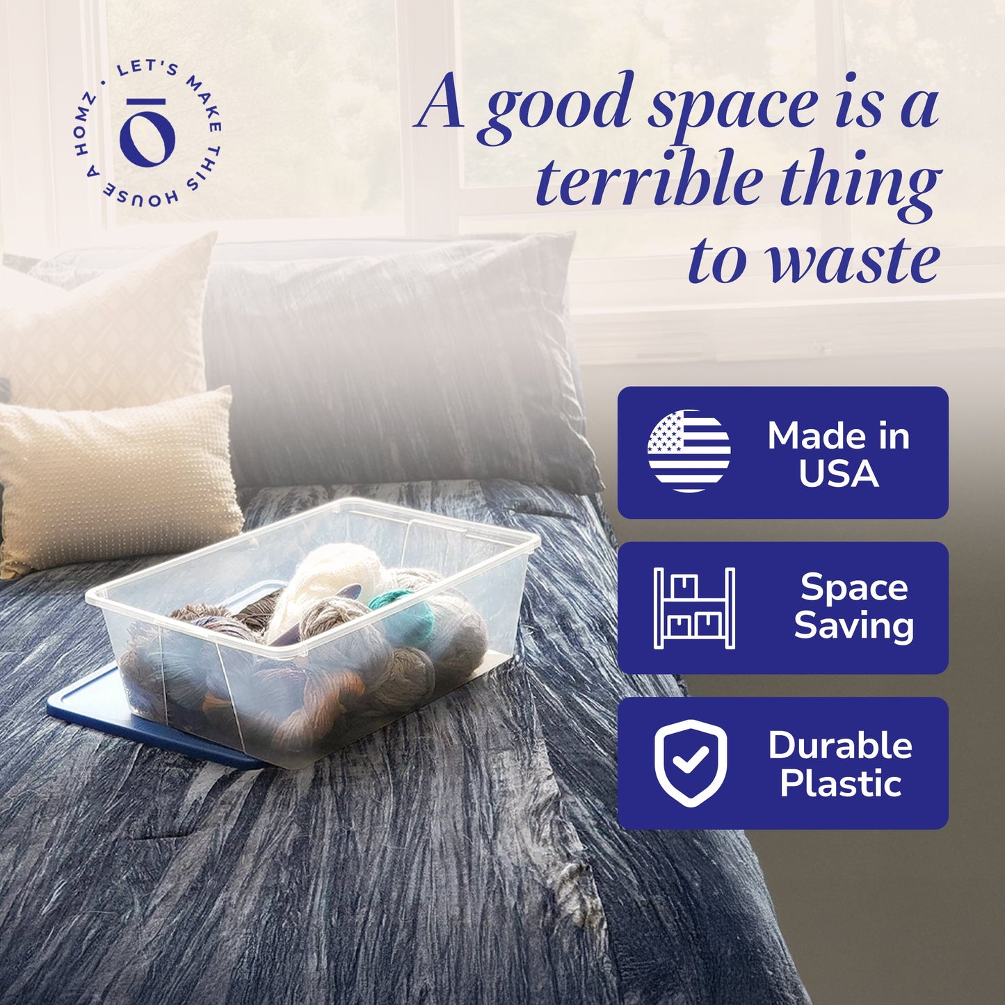 Homz Snaplock 6 Qt Stackable Plastic Storage Container w/Lid, Blue (20 Pack)