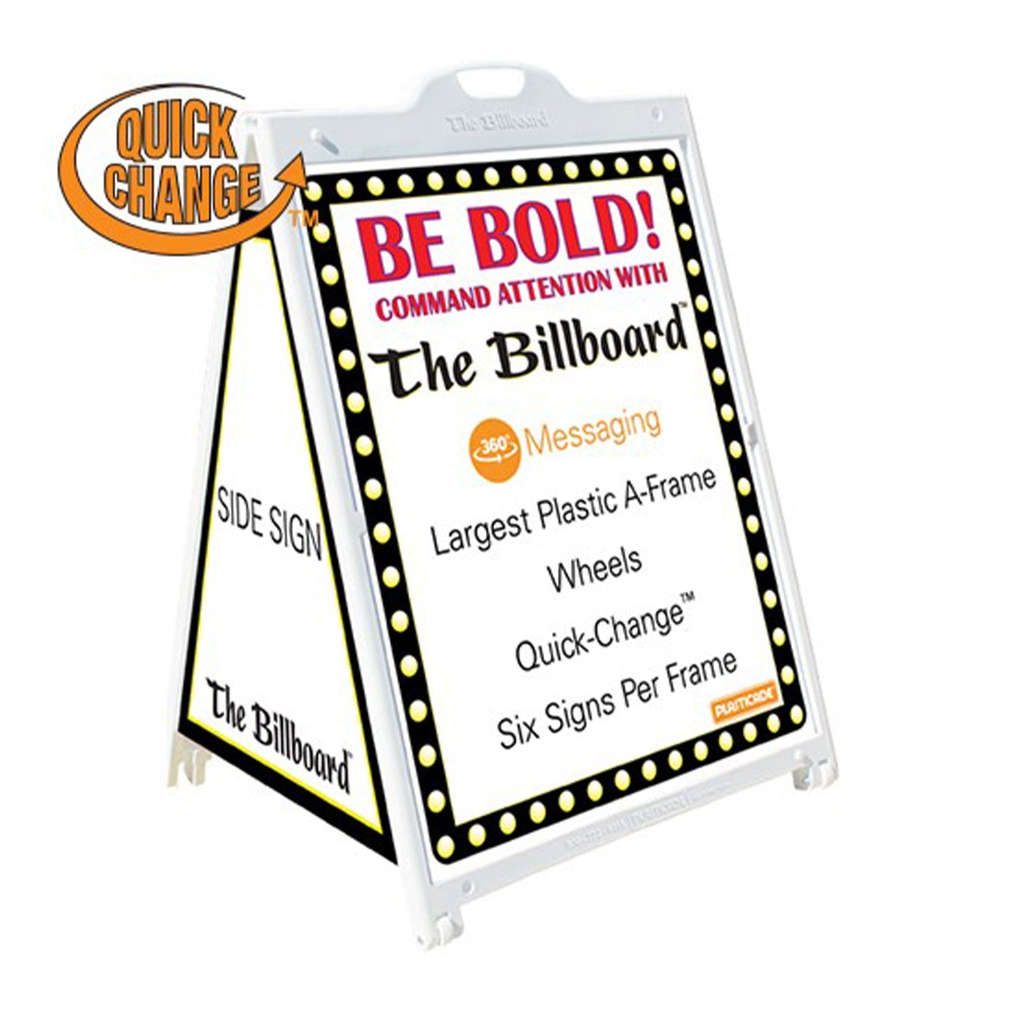 Plasticade The Billboard Large Outdoor Plastic Sign Frame with Handle, White