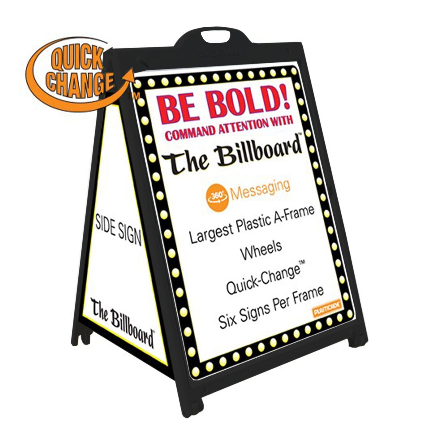 Plasticade The Billboard Large Outdoor Plastic Sign Frame with Handle, Black