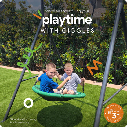 gobaplay Outdoor Single Swing Set with Support Bars for Tree Swing, Frame Only