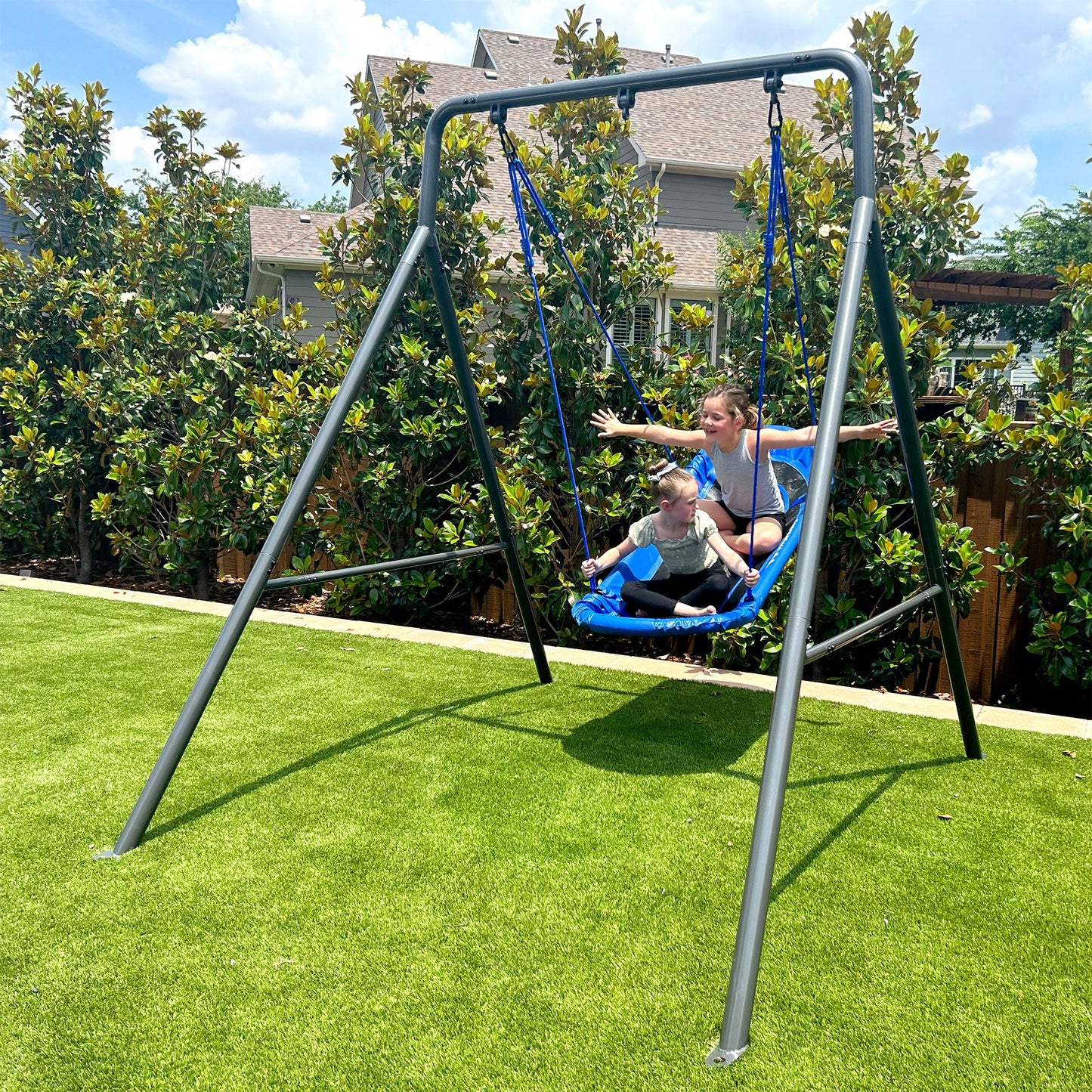 gobaplay Outdoor Single Swing Set with Support Bars for Tree Swing, Frame Only