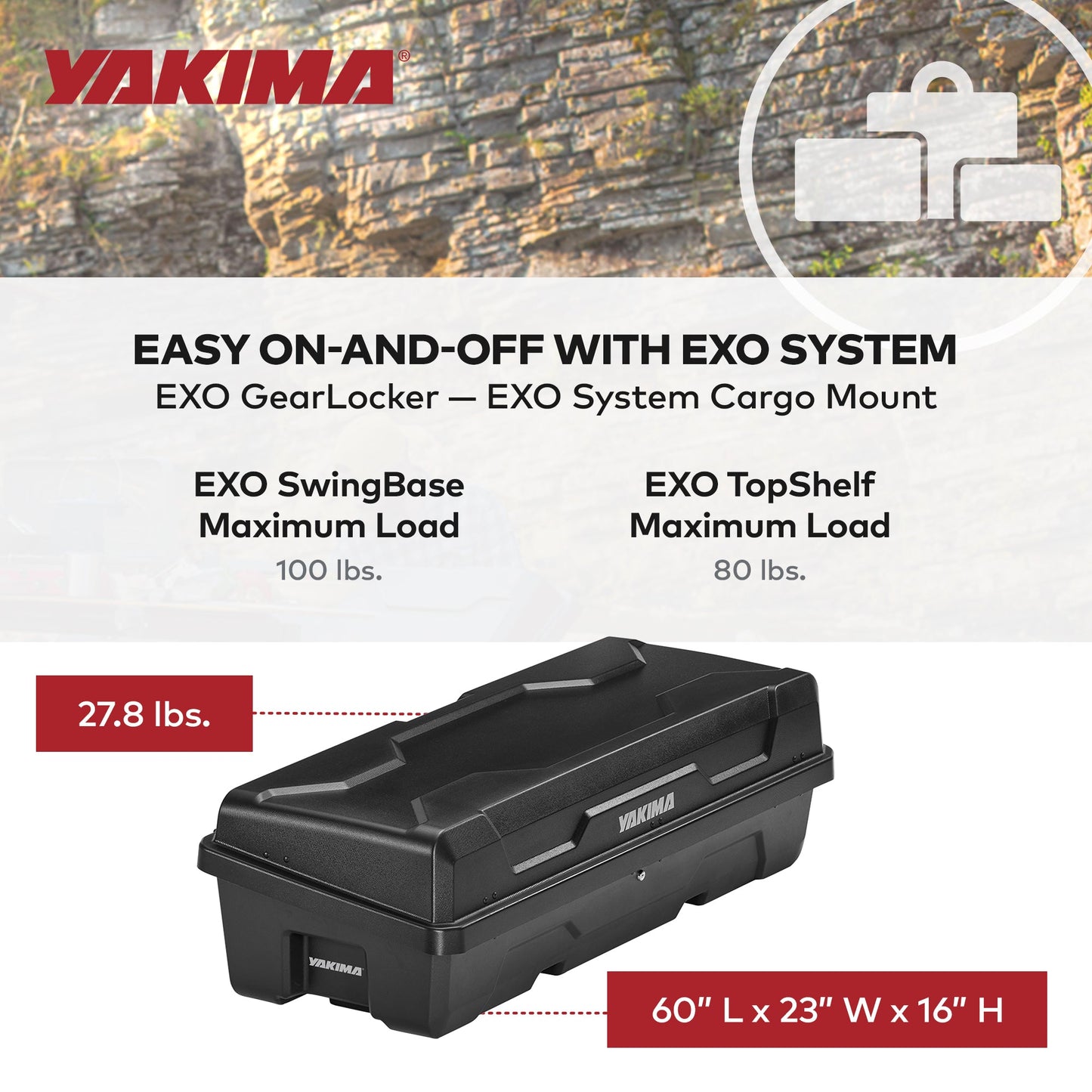 Yakima EXO GearLocker 10 Cu Ft Vehicle Roof Rack Cargo Box for EXO SwingBase